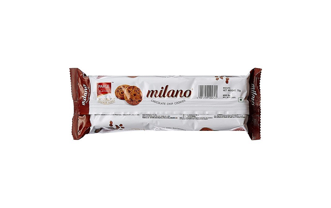 Parle Platina Milano Chocolate Chip Cookies (Pure Cookies Love)   Pack  75 grams
